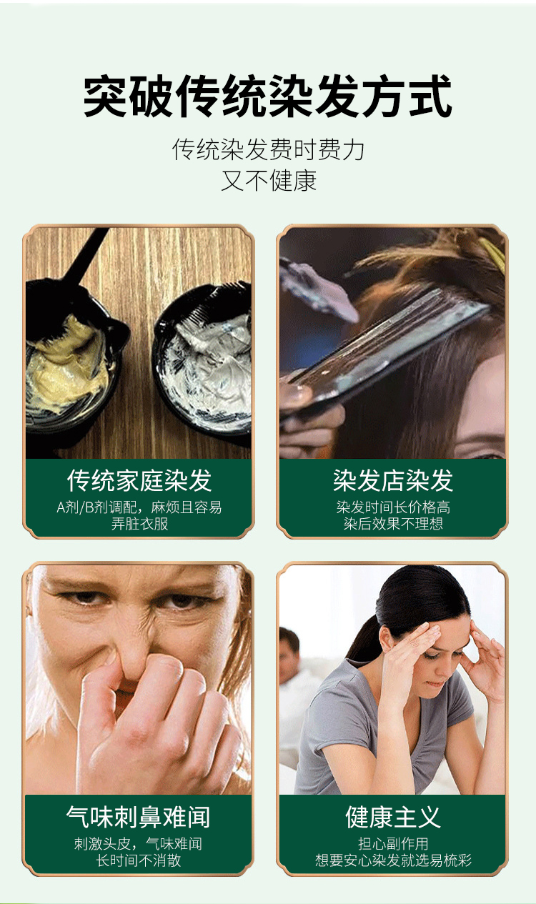 南京同仁堂一梳黑染发剂 自己在家染发梳 流行色一梳彩泡泡染发膏(图2)